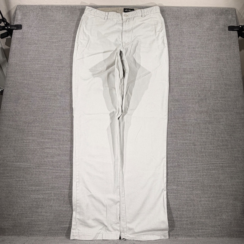 Eddie Bauer Chinos Mens 34‎ Beige Good Classic Fit Straight Leg Cotton Pants - Picture 2 of 8